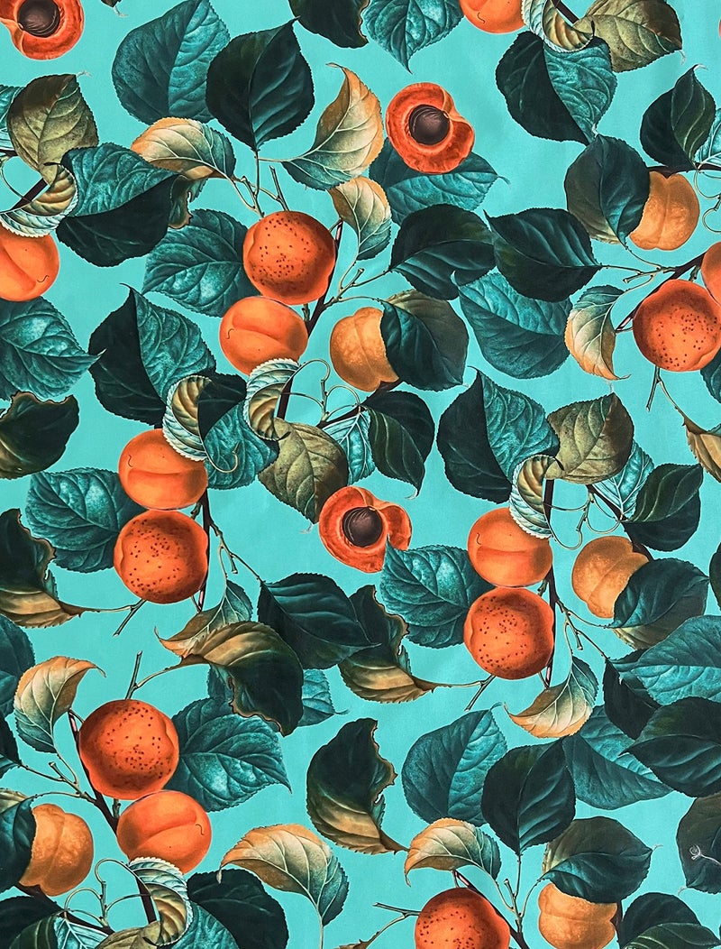 Worthwhile Goods Teal Apricot Leaf Startain - Nottlful Fruit Fruit Pattern - Modern Home Decor - Image 2