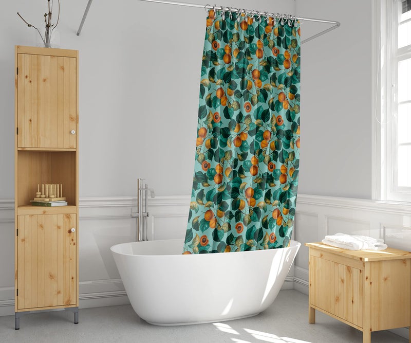 Worthwhile Goods Teal Apricot Leaf Startain - Nottlful Fruit Fruit Pattern - Modern Home Decor - Image 4