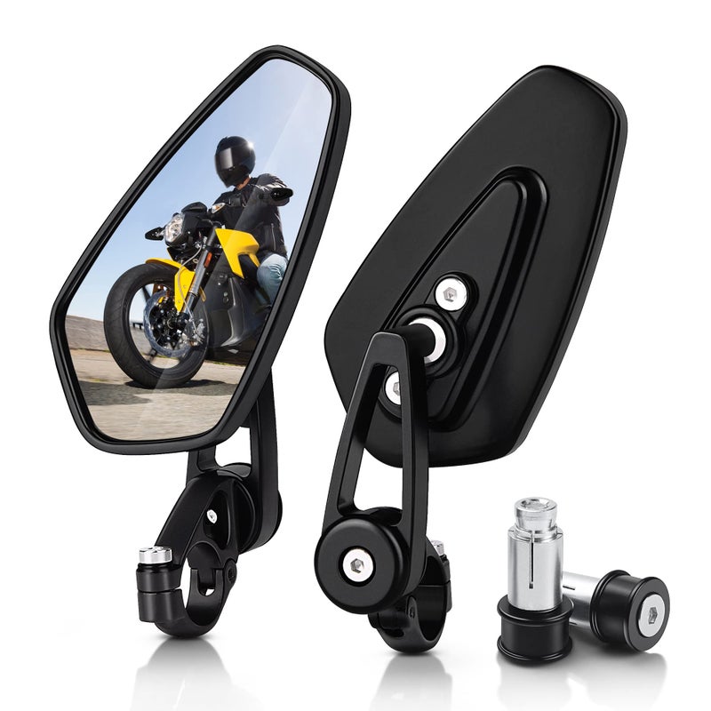 MICTUNING Motorcycle Mirrors - 7/8" (22mm) Bar End Rear View Mirrors Compatible with Most Honda Grom, Yamaha, Kawasaki, Ducati, Suzuki and More - Image 1