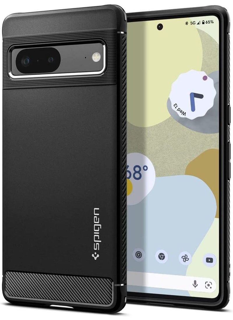 Spigen غطاء حماية Rugged Armor لهاتف Google Pixel 7 بملمس ألياف الكربون - أسود غير لامع  - Image 1