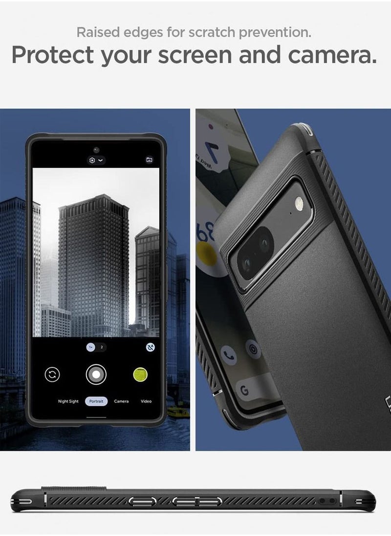 Spigen غطاء حماية Rugged Armor لهاتف Google Pixel 7 بملمس ألياف الكربون - أسود غير لامع  - Image 3