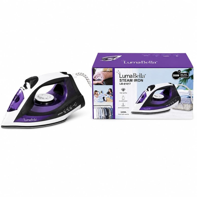 LumaBella LB-61017 Steam Iron 2000W with Ceramic Soleplate - A1-527