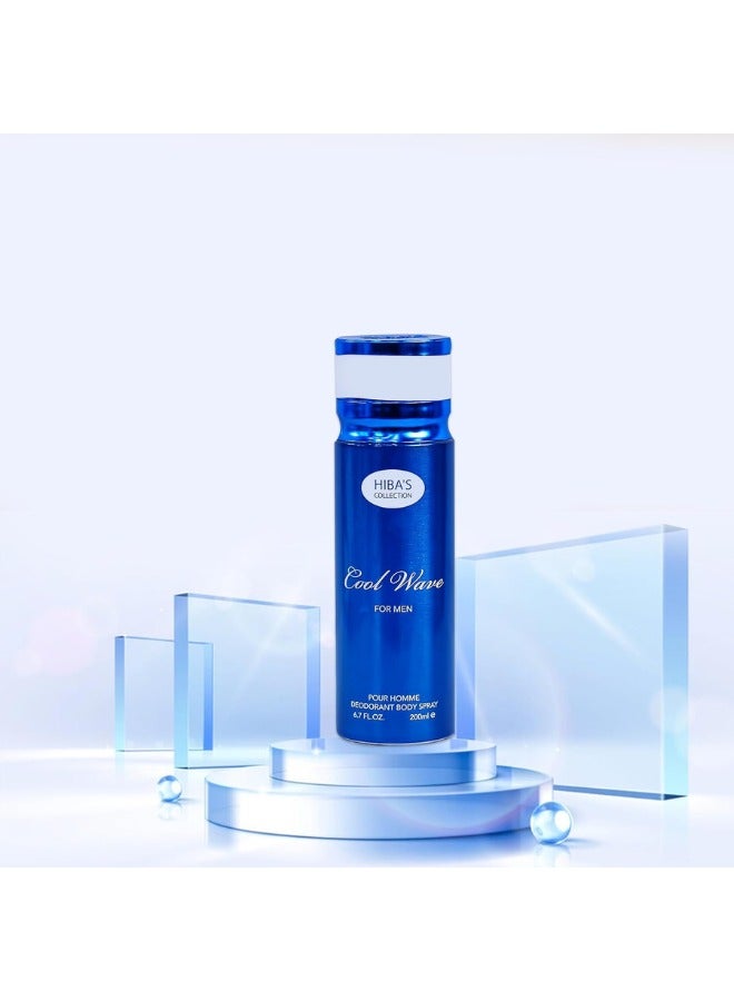 هيبا'ز كوليكشن كول ويف للرجال مزيل العرق بخاخ الجسم - 6.7 فلوريدا أوقية. أوز. (200 مل) | عطر مائي وحمضيات منعش | نضارة تدوم طويلاً وحماية من الروائح الكريهة - Image 2