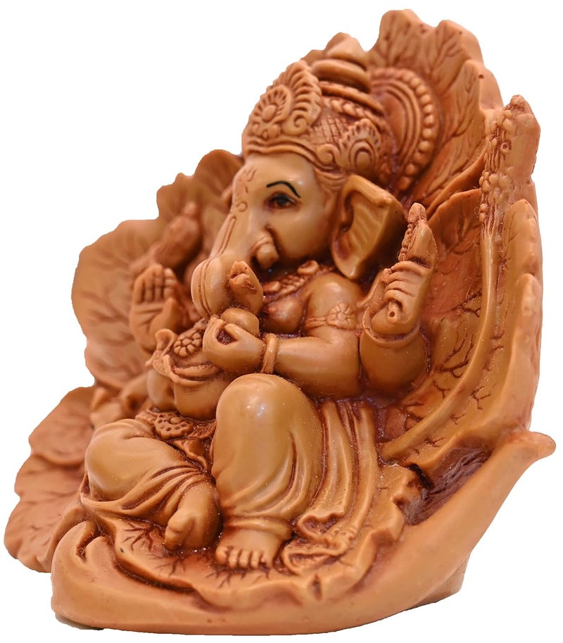 KariGhar Ganesh Ganpati Bappa Shoeflower Idol for Car Dashboard Living Room Drawing Room House Warming Puja Ghar Decoration Gifting 8 x 14 x 11 cm - Image 4