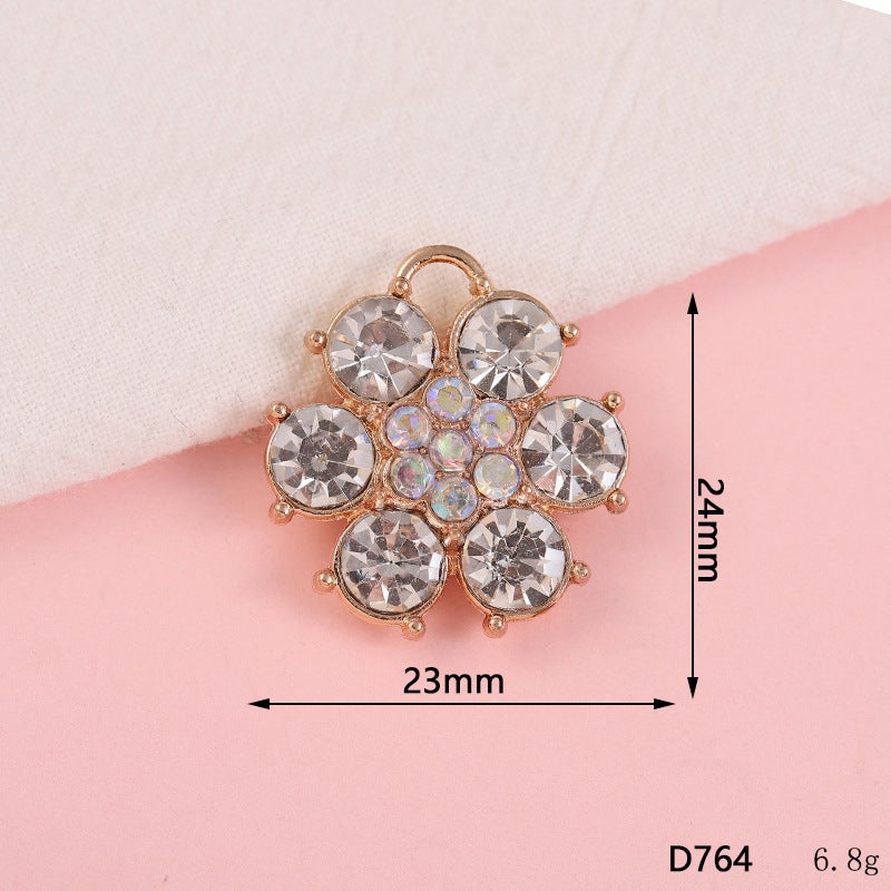 Creative Flower Diamond Pendant Phone Case DIY D764 six big drill with ring (gold) 