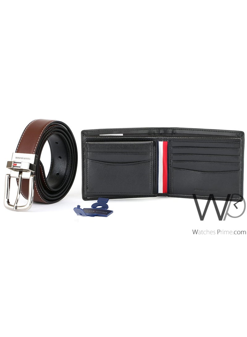 Tommy Hilfiger Denim Gift Set Tommy Hilfiger Men's Leather Wallet & Black / Brown Belt - Black - Image 5
