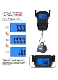 Panvil Digital Hanging Scale | Fishing Scale, 50g - 50Kg |  Luggage Scale | Fish Weighing Scale | Upgrade Large Handle & Backlit LCD Display | Postal Scale | Fishing Gifts for Men | High Quality | Black  - Image 2