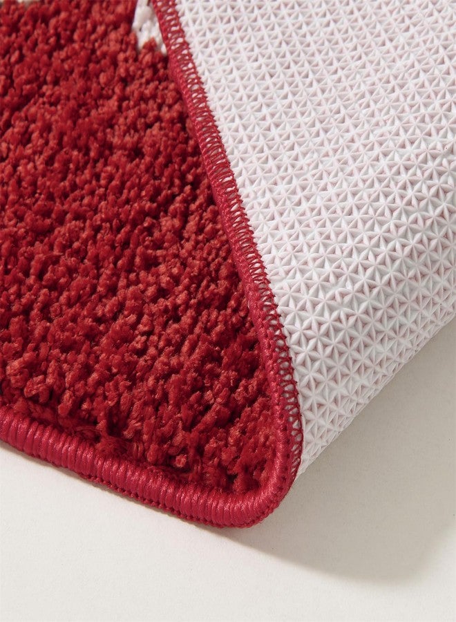 Ouyattle Red Merry Christmas Bath Mat for Bathroom Decorations 20’’W x 32’’L Winter Snowflake Cute Seasonal Xmas Bathroom Mat Non Slip Washable Microfiber Shaggy Absorbent Christmas Bath Rug - Image 5