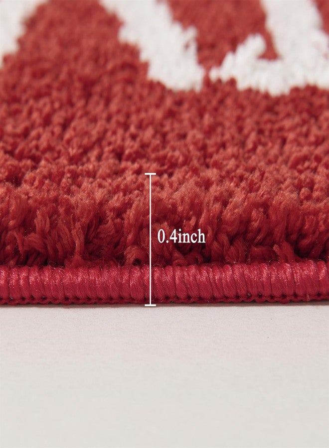 Ouyattle Red Merry Christmas Bath Mat for Bathroom Decorations 20’’W x 32’’L Winter Snowflake Cute Seasonal Xmas Bathroom Mat Non Slip Washable Microfiber Shaggy Absorbent Christmas Bath Rug - Image 4