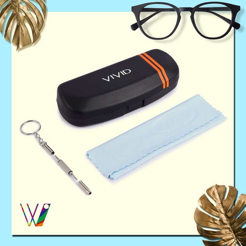 Vivid Vision Unisex Adult Eyewear Specs Case Cover | Screw Driver | Free Cloth | Protect Eye Glasses | Plastic | Spectacles | Button | 3 IN 1 - Image 5