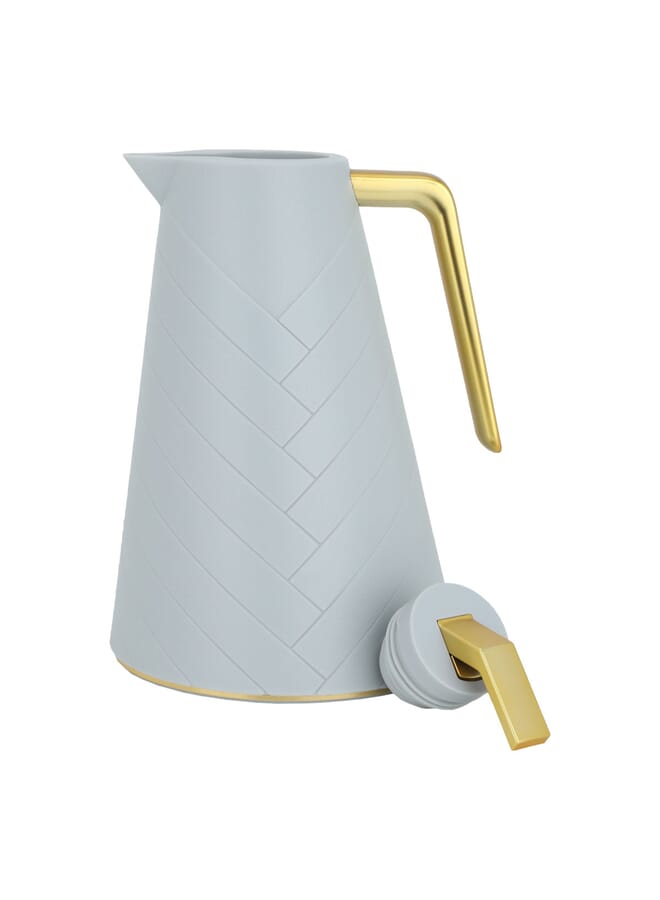 Alsaif Gallery Glory Pro Thermos Light Gray With Golden Handle 1L - Image 2