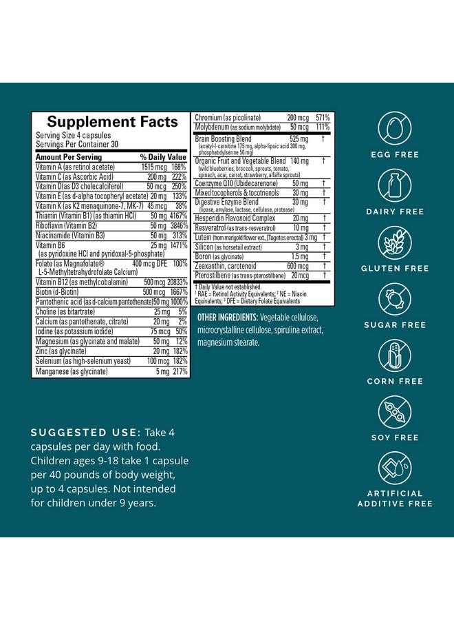 BRAINMD Dr Amen BrainMD NeuroVite Plus - 120 Capsules - Multivitamin & Mineral Supplement, Enhanced with Phytonutrients, Enzymes & Whole Foods - Gluten Free - 30 Servings - Image 2