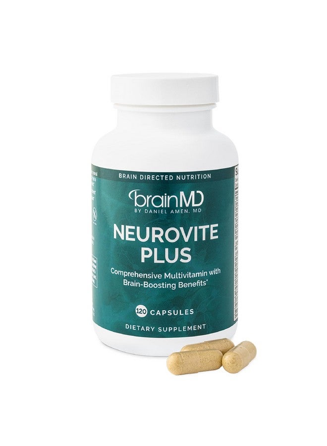 BRAINMD Dr Amen BrainMD NeuroVite Plus - 120 Capsules - Multivitamin & Mineral Supplement, Enhanced with Phytonutrients, Enzymes & Whole Foods - Gluten Free - 30 Servings - Image 1