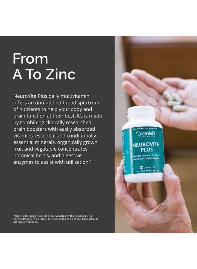 BRAINMD Dr Amen BrainMD NeuroVite Plus - 120 Capsules - Multivitamin & Mineral Supplement, Enhanced with Phytonutrients, Enzymes & Whole Foods - Gluten Free - 30 Servings - Image 5
