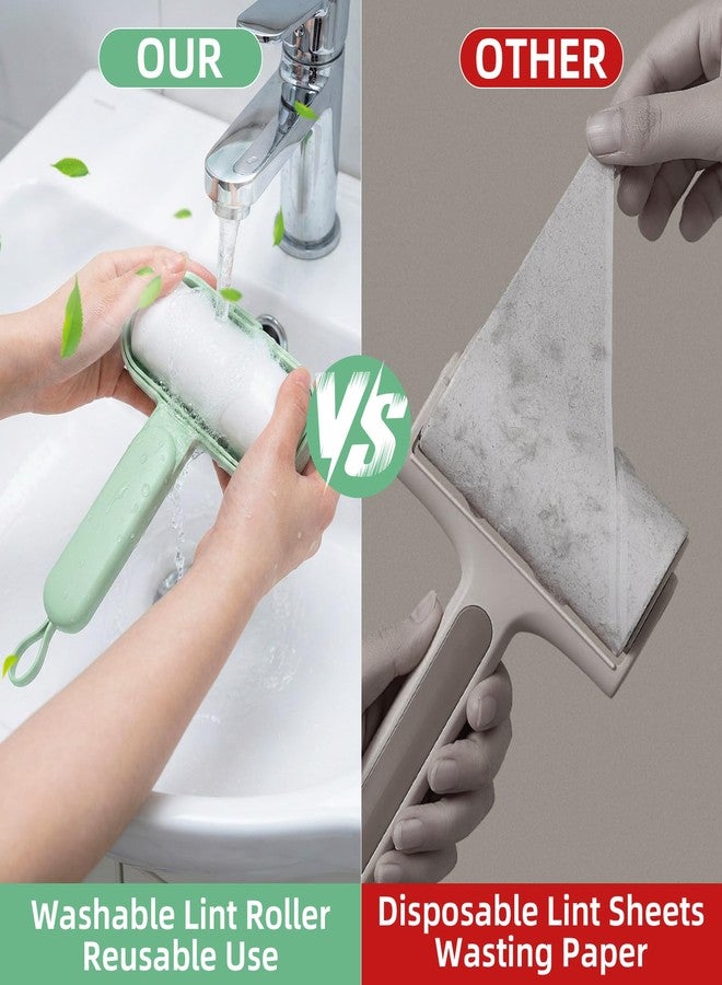 neotidy Reusable Lint Roller for Pet Hair Extra Sticky, Washable Silicone Lint Roller Reusable for Clothes, Mini Travel Size Portable Sticky Lint Roller with Handle & Hanging Loop, Green 1 Pack - Image 2