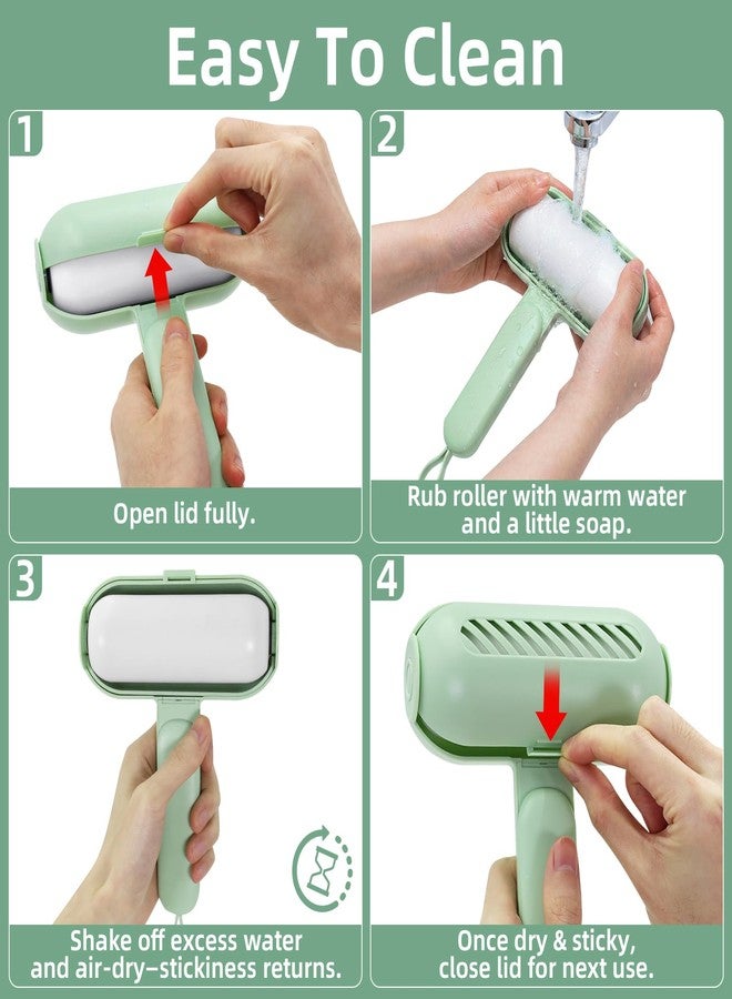 neotidy Reusable Lint Roller for Pet Hair Extra Sticky, Washable Silicone Lint Roller Reusable for Clothes, Mini Travel Size Portable Sticky Lint Roller with Handle & Hanging Loop, Green 1 Pack - Image 5