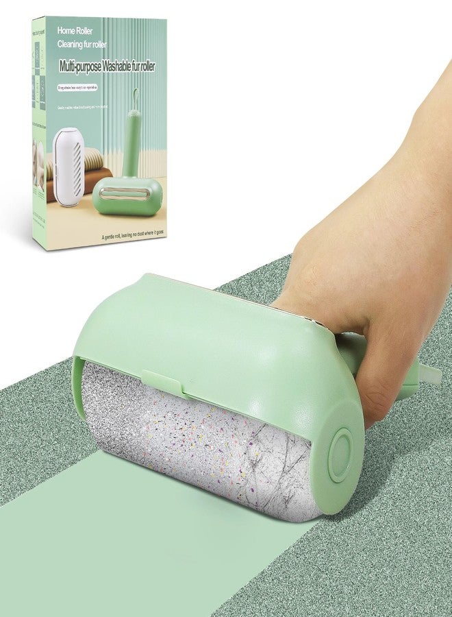 neotidy Reusable Lint Roller for Pet Hair Extra Sticky, Washable Silicone Lint Roller Reusable for Clothes, Mini Travel Size Portable Sticky Lint Roller with Handle & Hanging Loop, Green 1 Pack - Image 1
