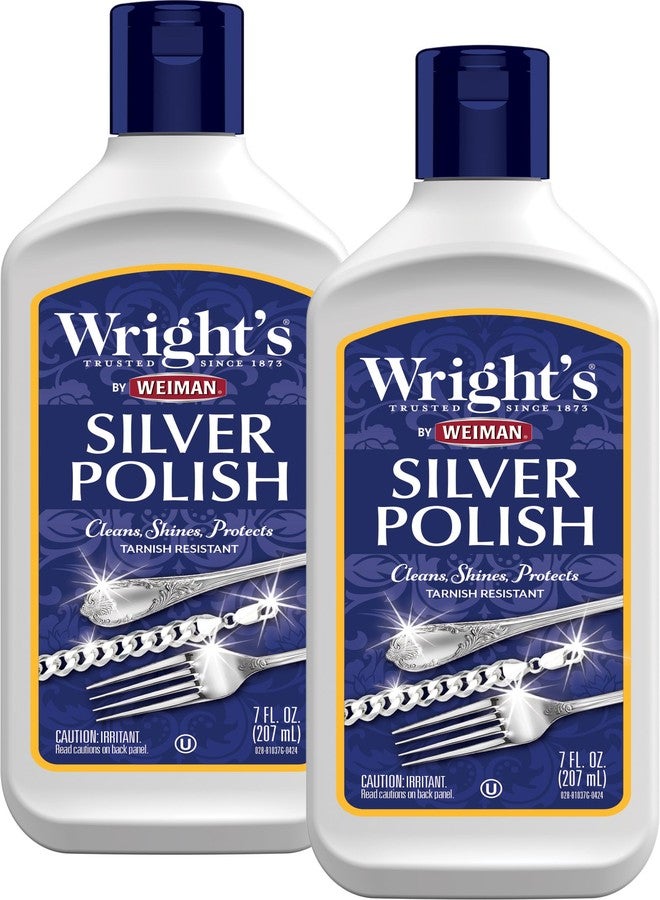 Wright's Silver Cleaner and Polish - 7 Ounce (2 Pack) Ammonia-Free - Use on Silver, Jewelry, Antique Silver - Image 1