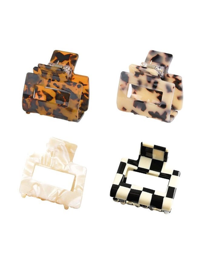 BetterJonny Medium Hair Claw Clips, 4Pcs Acetate Hair Clips Square Hair Jaw Clips Hair Accessories for Women, Tortoise Barrettes - Image 1
