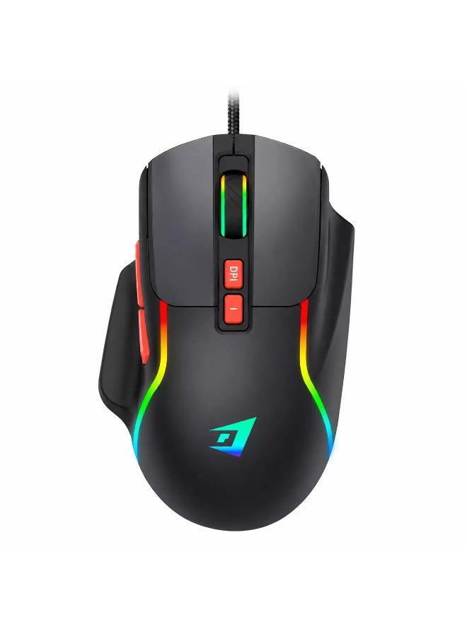 جيرتك فأرة الألعاب السلكية JR850 PULSE RGB - تصميم مريح، 7 أزرار، دقة قابلة للتعديل تصل إلى 4800 نقطة في البوصة (رمادي أسود) - Image 1