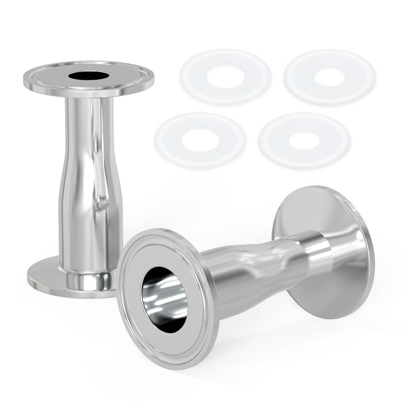 TAISHER 2PCS 304 Stainless Steel 1 Tube OD x 34 Tube OD Reducer Sanitary Pipe Fittings 15 Tri Clamp 505MM Ferrule Flange with 4PCS Silicone Gaskets - Image 2