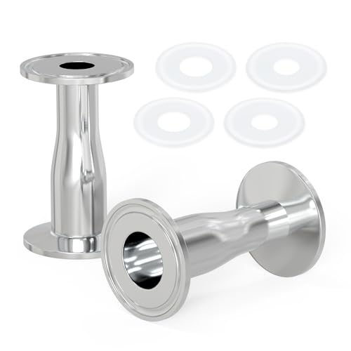 TAISHER 2PCS 304 Stainless Steel 1 Tube OD x 34 Tube OD Reducer Sanitary Pipe Fittings 15 Tri Clamp 505MM Ferrule Flange with 4PCS Silicone Gaskets - Image 1
