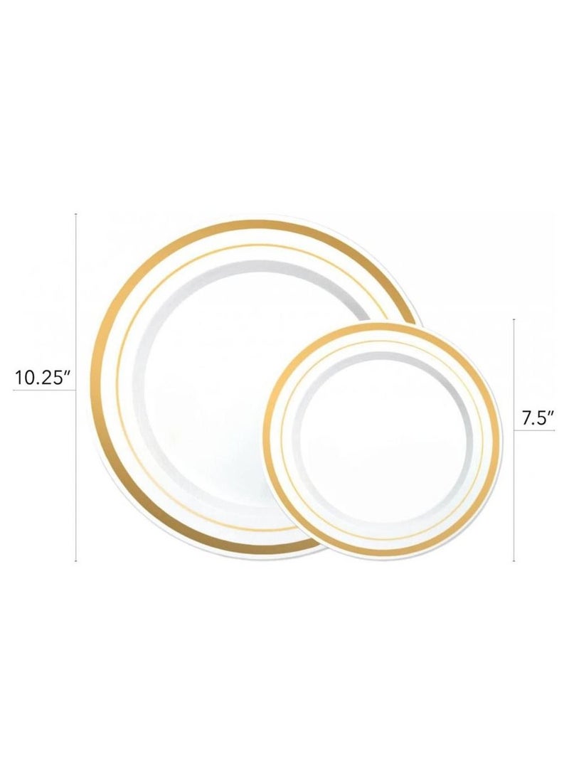 Alissa 125 Piece Dinnerware Set 25 Pc 10.25" Dinner Plates 25 7.5" Salad Plates 25 Spoons 25 Forks 25 Knives Party 25 Guests Birthday Home Office Gold - Image 4