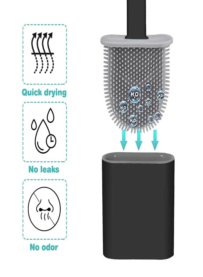 JIMACRO TPR Toilet Brush, Bendable Silicone Head, Plastic Handle, Wall-Mounted, Black - Image 4