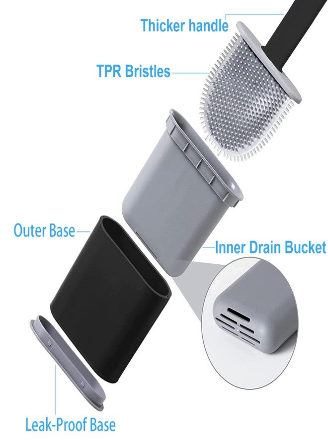 JIMACRO TPR Toilet Brush, Bendable Silicone Head, Plastic Handle, Wall-Mounted, Black - Image 3
