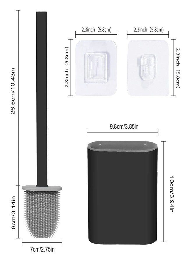 JIMACRO TPR Toilet Brush, Bendable Silicone Head, Plastic Handle, Wall-Mounted, Black - Image 2