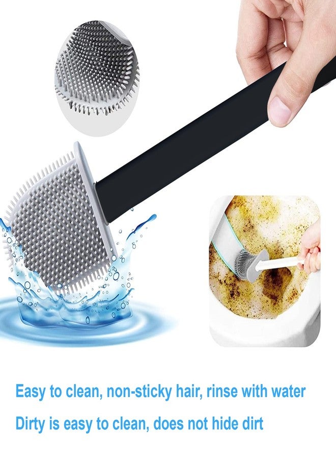 JIMACRO TPR Toilet Brush, Bendable Silicone Head, Plastic Handle, Wall-Mounted, Black - Image 5
