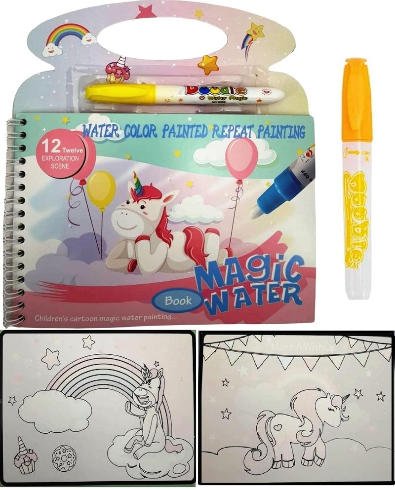 Asterin sales Reusable Magic Cartoon Theme Children's Educational Toy Water Painting Book with Magic Doodle Pen for Kids Coloring and Drawing Board Games (Multi Designs) - Image 2
