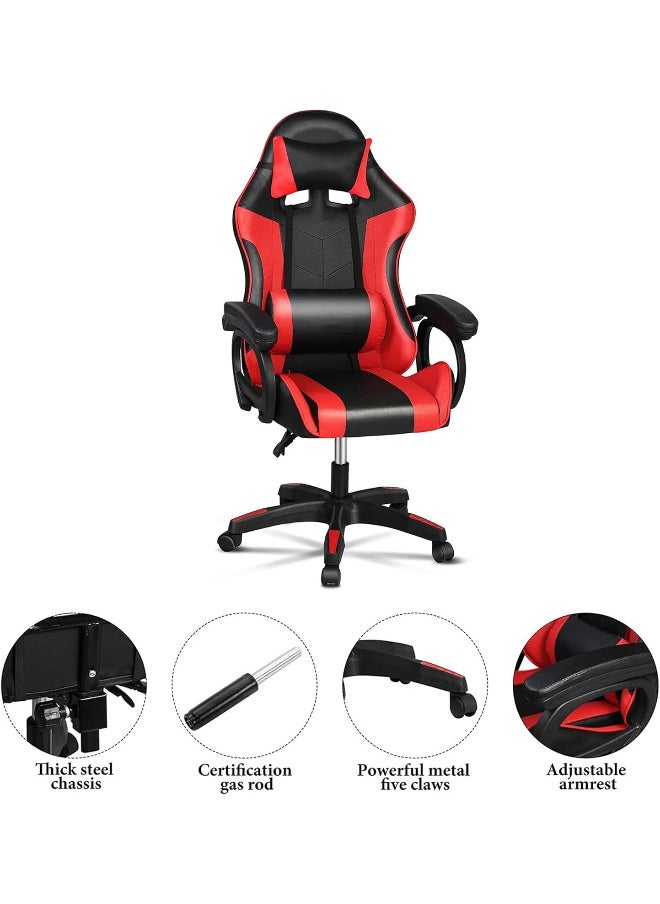 Gaming Chair, Adjustable Computer Chair Pc Office Pu Leather High Back, Ergonomic design Lumbar Support,Comfortable Armrest Headrest (Red & Black) - pzsku/Z9070FFCAC6836381F0AAZ/45/_/1729678995/21084c00-4953-4b8c-9a47-cad99653947d