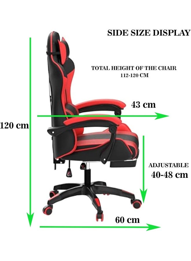 Gaming Chair, Adjustable Computer Chair Pc Office Pu Leather High Back, Ergonomic design Lumbar Support,Comfortable Armrest Headrest (Red & Black) - pzsku/Z9070FFCAC6836381F0AAZ/45/_/1729679007/b21cd4de-4335-4fa4-b527-4379f0795585