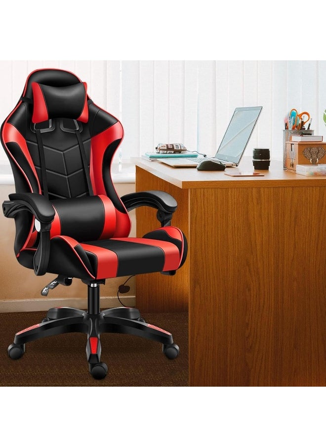 Gaming Chair, Adjustable Computer Chair Pc Office Pu Leather High Back, Ergonomic design Lumbar Support,Comfortable Armrest Headrest (Red & Black) - pzsku/Z9070FFCAC6836381F0AAZ/45/_/1729679008/f045e721-3e9c-42f9-bd30-746890c9f362