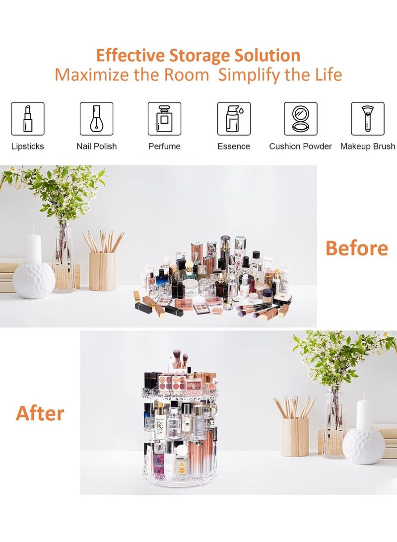 منظم مكياج اكليرك دوار 360 درجة  متعدد الوظائف لتخزين مستحضرات التجميل - Image 2