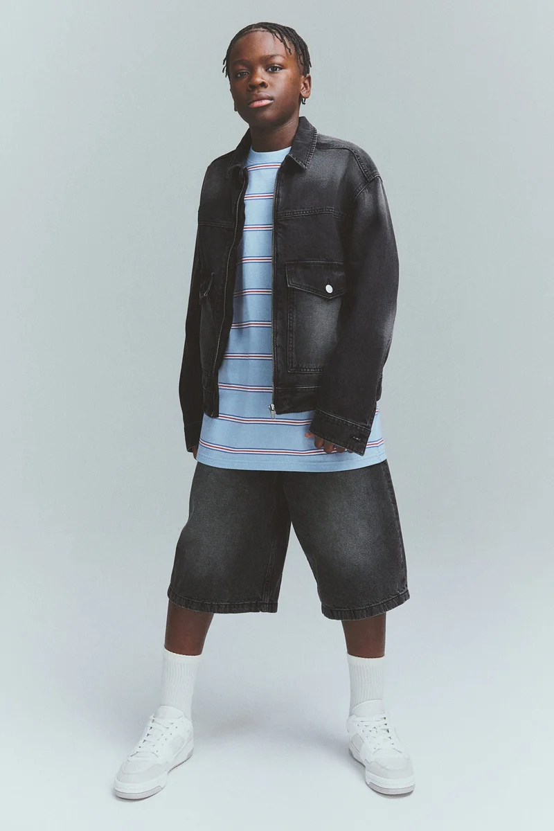 اتش اند ام جاكيت بسحّاب من الدنيم