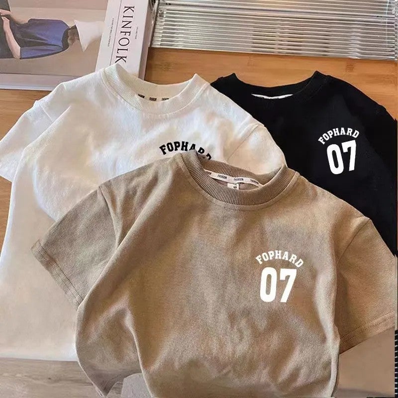 Short-Sleeved Pure Cotton T-Shirt 2026 New Style Letter Print Summer Children'S Clothing For Boys And Girls Korean Style Top T-Shirt Base Shirt - Image 3