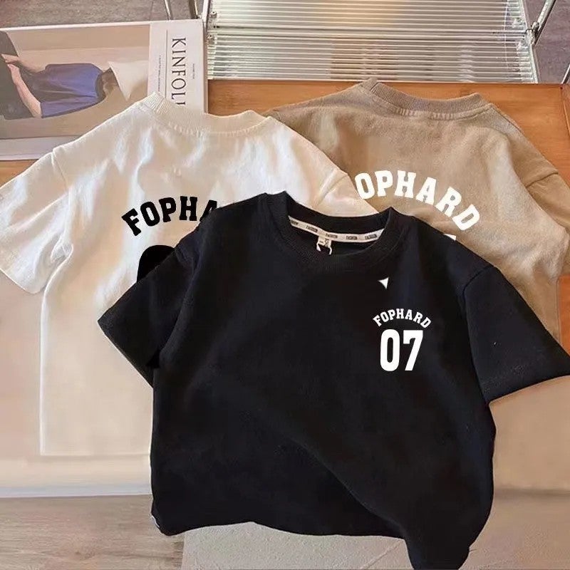 Short-Sleeved Pure Cotton T-Shirt 2026 New Style Letter Print Summer Children'S Clothing For Boys And Girls Korean Style Top T-Shirt Base Shirt - Image 4
