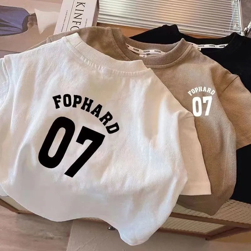Short-Sleeved Pure Cotton T-Shirt 2026 New Style Letter Print Summer Children'S Clothing For Boys And Girls Korean Style Top T-Shirt Base Shirt - Image 2