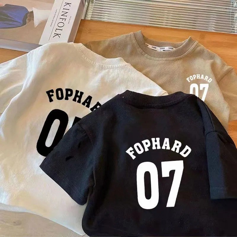 Short-Sleeved Pure Cotton T-Shirt 2026 New Style Letter Print Summer Children'S Clothing For Boys And Girls Korean Style Top T-Shirt Base Shirt - Image 1