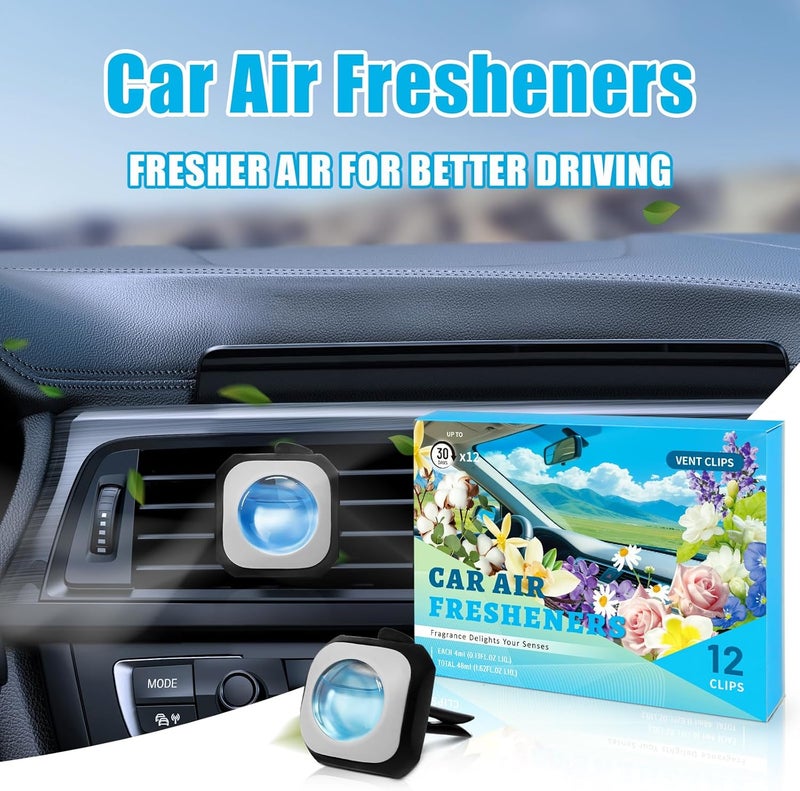 SCENTORINI Car Air Fresheners Vent Clip – 12 Pack Dual Scent Baby Powder & New Car - Image 3