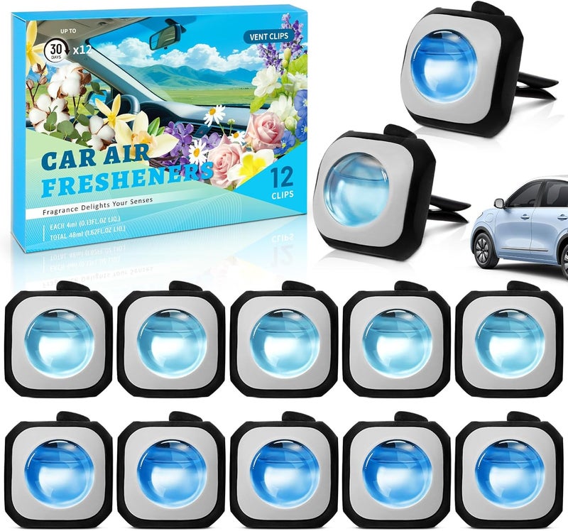 SCENTORINI Car Air Fresheners Vent Clip – 12 Pack Dual Scent Baby Powder & New Car - Image 1