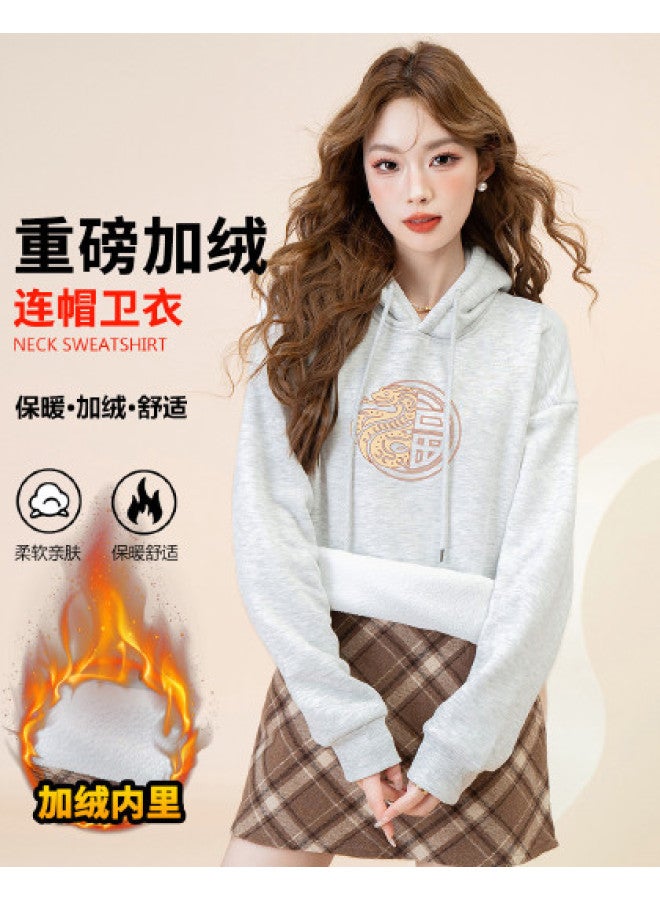 Baleno 2025 Korean Style Versatile Casual Women'S Hoodie Spring Festival Blessing Print Fleece-Lined Big Pocket Coat - Image 1
