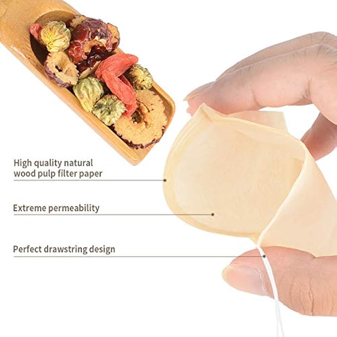 KUTONTECH 100 Pack Disposable Tea Filter Bag Unbleached Biodegradable Tea Bags For Loose TeaExcellent Permeability Empty Tea Infuser Sachets For Fragrant Tea Soup Bag And More315 X 394 - Image 3
