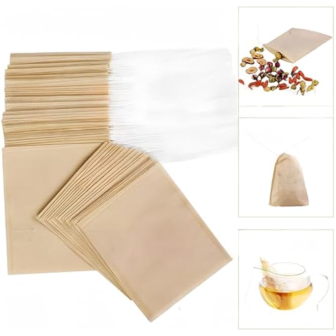 KUTONTECH 100 Pack Disposable Tea Filter Bag Unbleached Biodegradable Tea Bags For Loose TeaExcellent Permeability Empty Tea Infuser Sachets For Fragrant Tea Soup Bag And More315 X 394 - Image 2