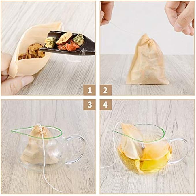 KUTONTECH 100 Pack Disposable Tea Filter Bag Unbleached Biodegradable Tea Bags For Loose TeaExcellent Permeability Empty Tea Infuser Sachets For Fragrant Tea Soup Bag And More315 X 394 - Image 5