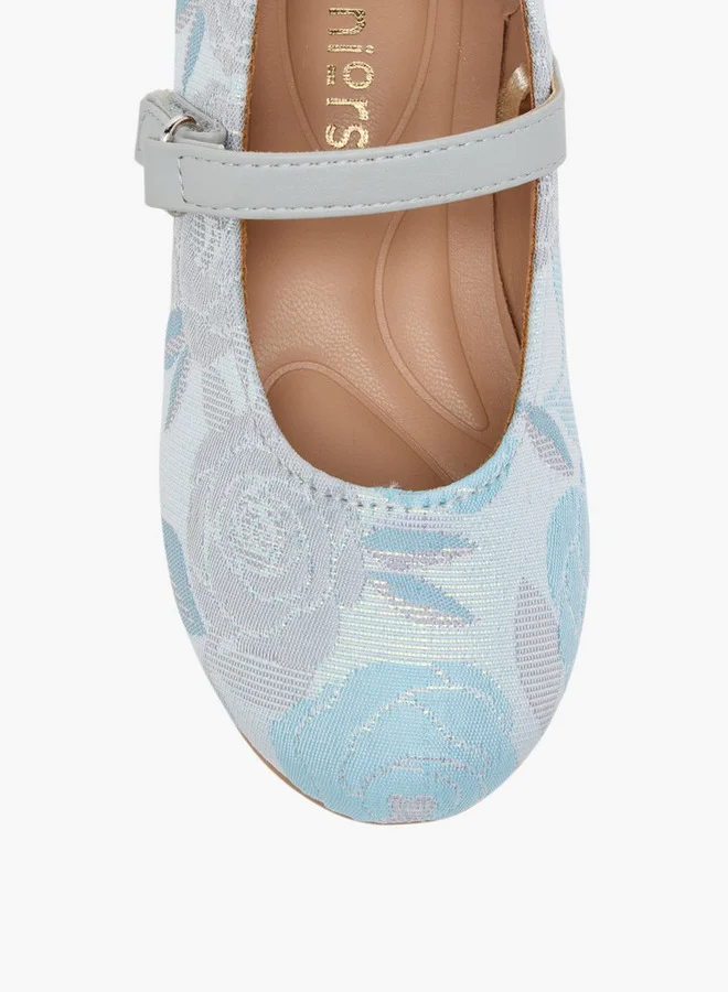 JUNIORS Embroidered Ballerina Shoes with Hook and Loop Closure