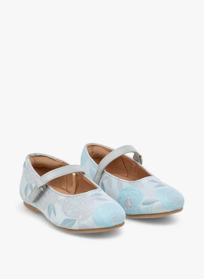 JUNIORS Embroidered Ballerina Shoes with Hook and Loop Closure
