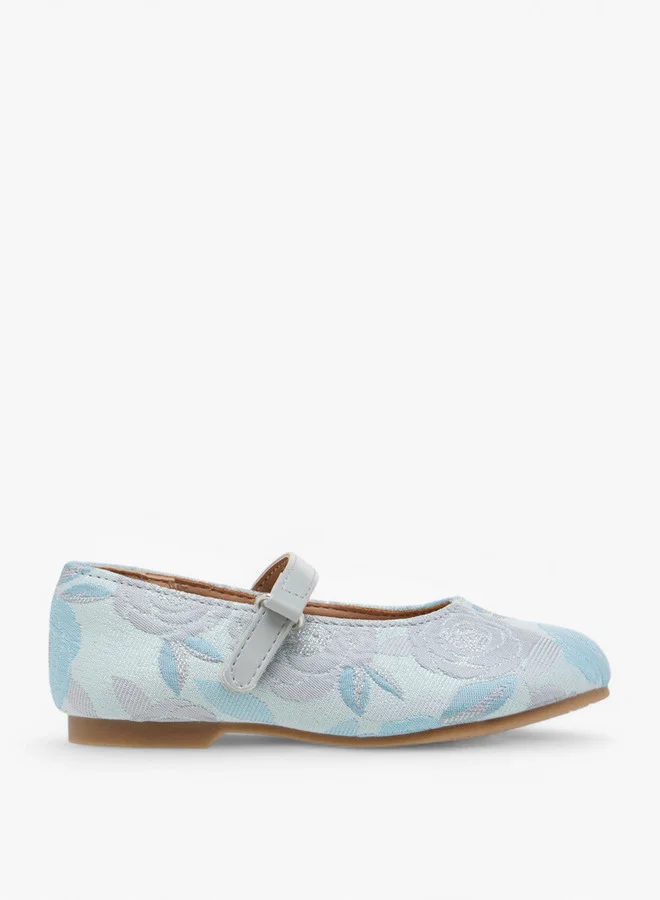 JUNIORS Embroidered Ballerina Shoes with Hook and Loop Closure